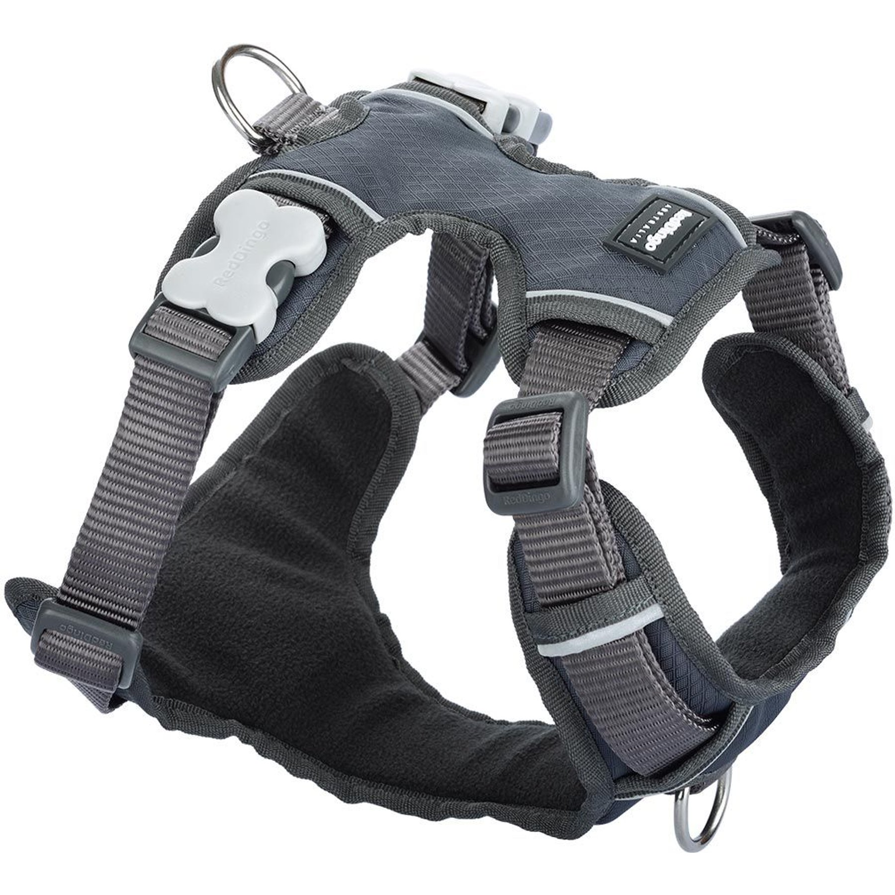 Red Dingo Padded Dog Harness, Grey, Large