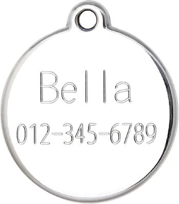 Show full view: Red Dingo Paw Print Stainless Steel Personalized Dog & Cat ID Tag, Black, Large slide 6 of 9