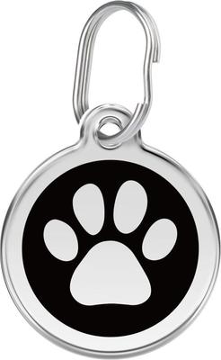 Show full view: Red Dingo Paw Print Stainless Steel Personalized Dog & Cat ID Tag, Black, Medium slide 1 of 9