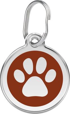 Show full view: Red Dingo Paw Print Stainless Steel Personalized Dog & Cat ID Tag, Brown, Medium slide 1 of 7