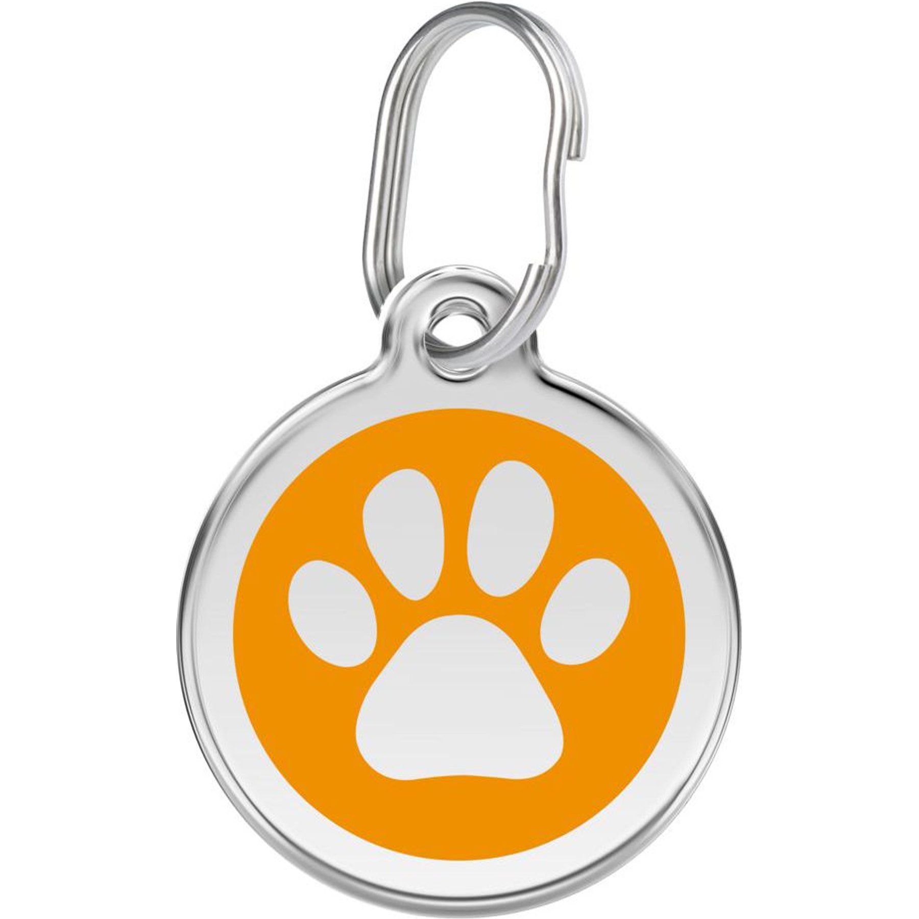 Red Dingo Paw Print Stainless Steel Personalized Dog & Cat ID Tag, Orange, Large