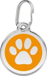 Red Dingo Paw Print Stainless Steel Personalized Dog & Cat ID Tag, Orange, Medium slide 1 of 6