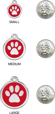 Show full view: Red Dingo Paw Print Stainless Steel Personalized Dog & Cat ID Tag, Orange, Medium slide 6 of 7