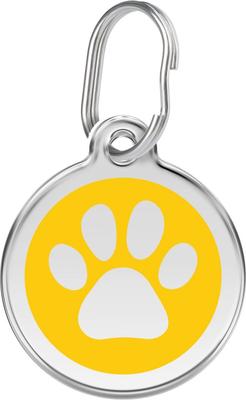 Show full view: Red Dingo Paw Print Stainless Steel Personalized Dog & Cat ID Tag, Yellow, Medium slide 1 of 7