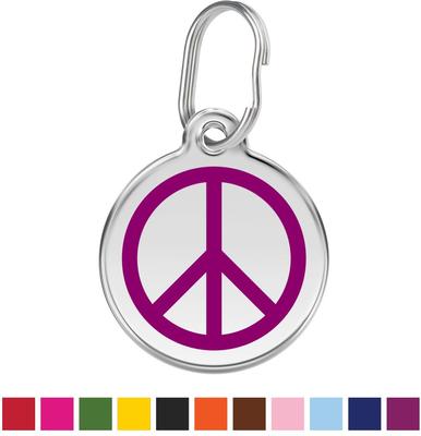 Show full view: Red Dingo Peace Sign Stainless Steel Personalized Dog & Cat ID Tag, Purple, Medium slide 1 of 7