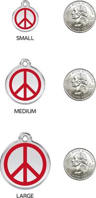 Show full view: Red Dingo Peace Sign Stainless Steel Personalized Dog & Cat ID Tag, Red, Large slide 6 of 7