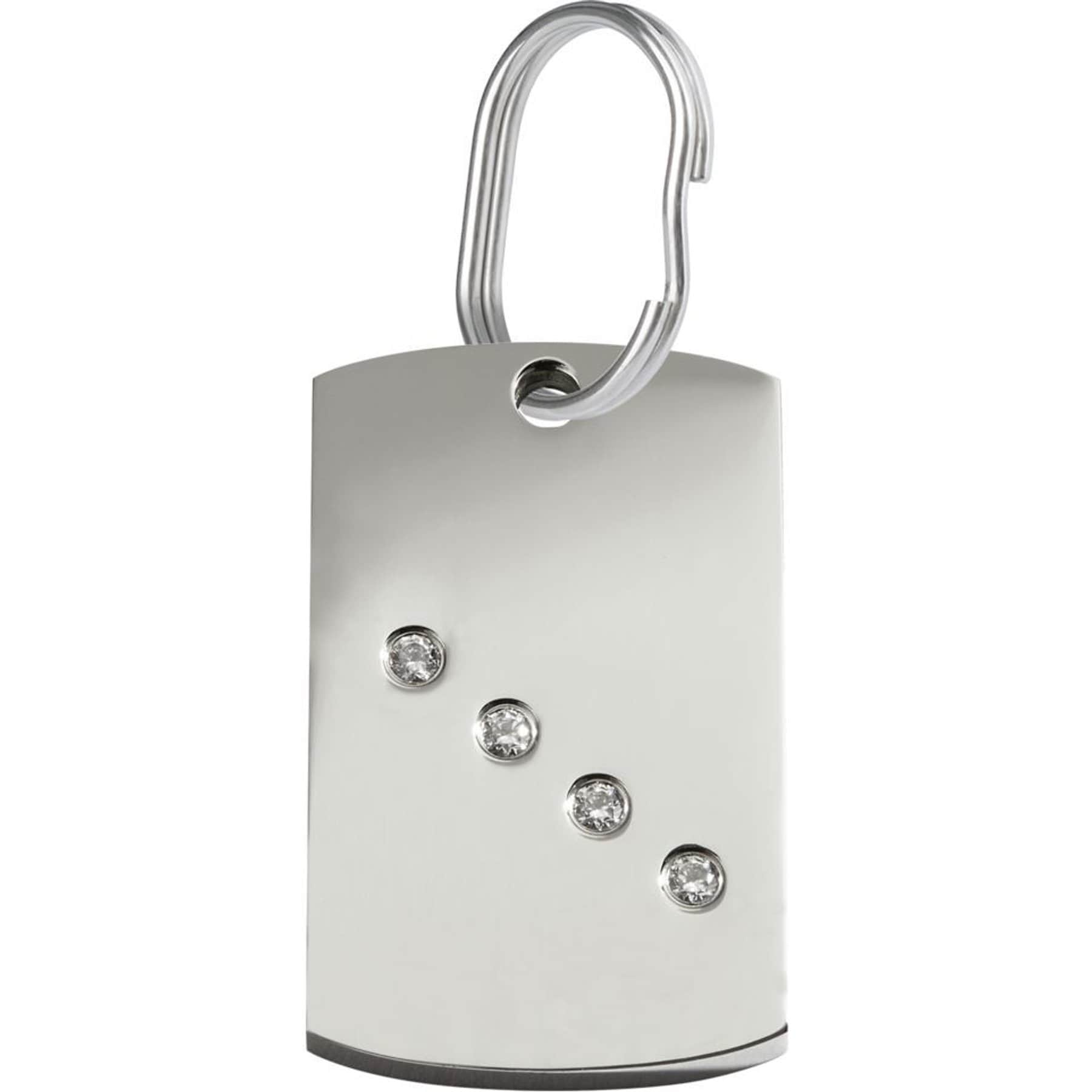 Red Dingo Rectangle Crystal Diamante Stainless Steel Personalized Dog & Cat ID Tag, Small