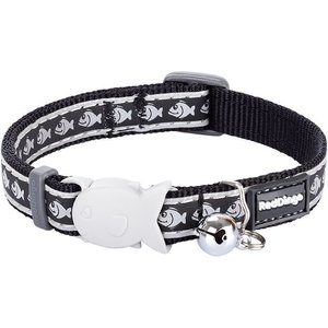 Red Dingo Reflective Fish Cat Collar, Black