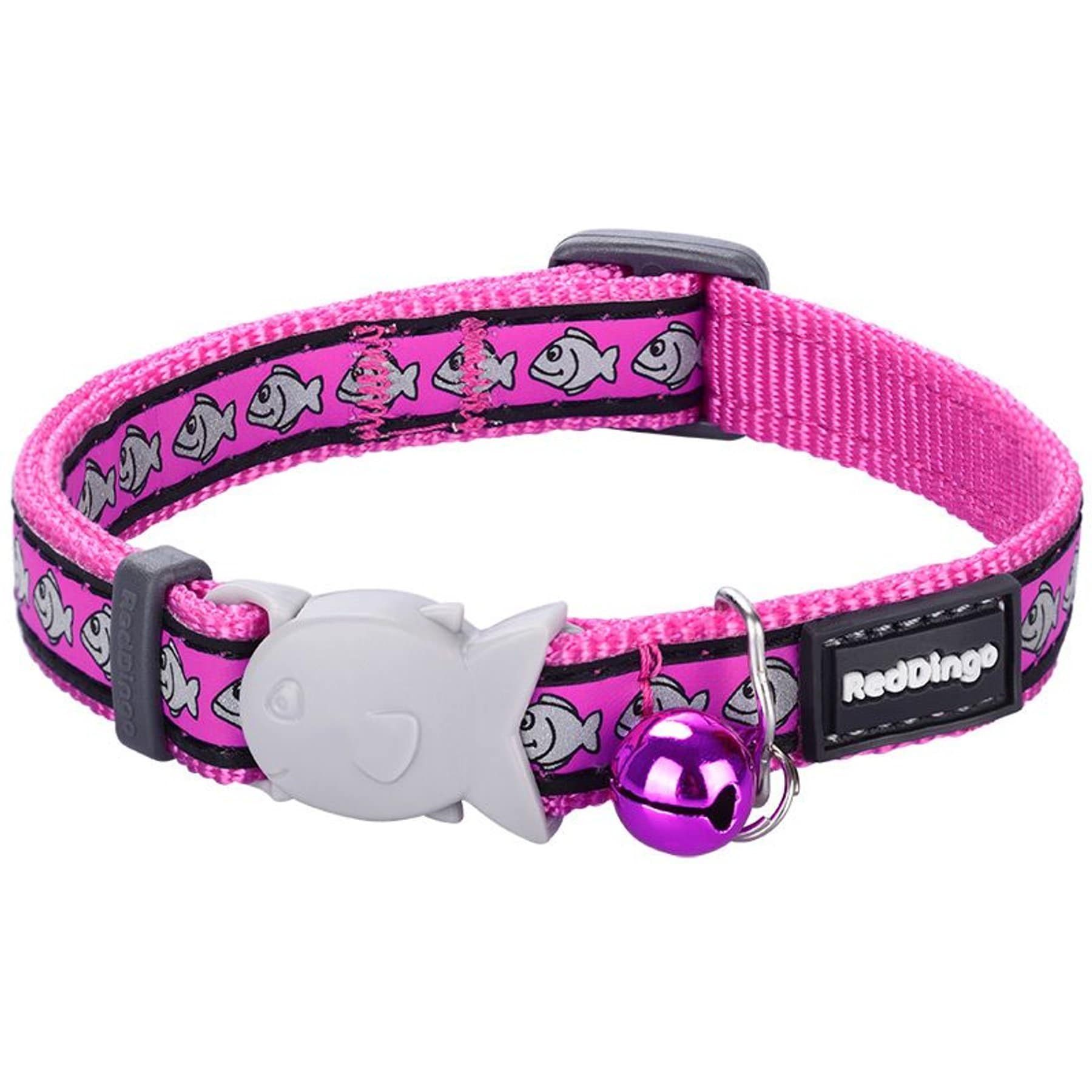Red Dingo Reflective Fish Cat Collar, Pink