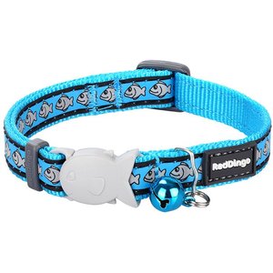 Red Dingo Reflective Fish Cat Collar, Turquoise