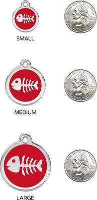 Show full view: Red Dingo Skeleton Fish Stainless Steel Personalized Cat ID Tag, Pink, Small slide 6 of 7