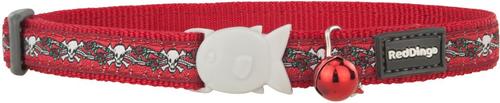 Show full view: Red Dingo Skull & Roses Nylon Breakaway Cat Collar with Bell, 8 to 12.5-in neck, 1/2-in wide slide 2 of 6