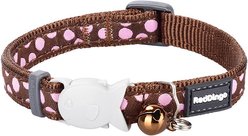 Red Dingo Spots Nylon Breakaway Cat Collar with Bell, Pink/Brown, 8 to 12.5-in neck, 1/2-in wide