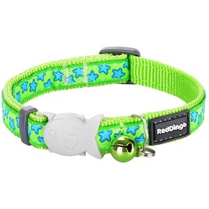 Red Dingo Stars Cat Collar, Green