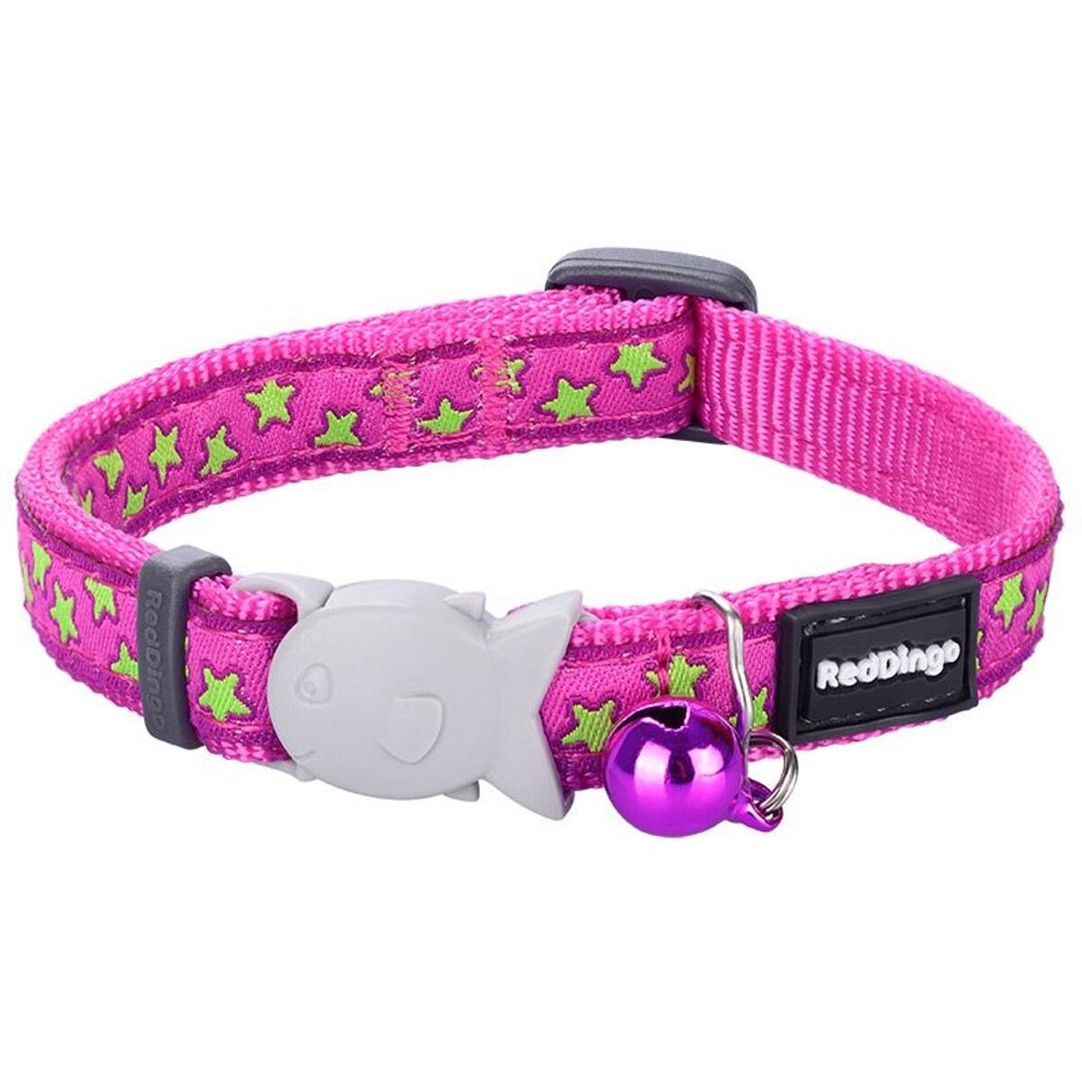 Red Dingo Stars Cat Collar, Pink