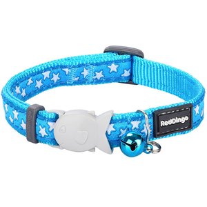 Red Dingo Stars Cat Collar, Turquoise