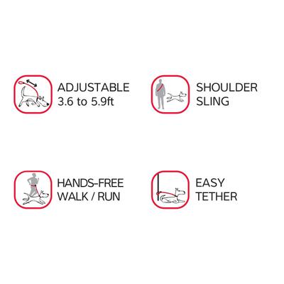 Show full view: Red Dingo SuperLead Hands Free Adjustable Dog Leash, Red, Small, 3.6 to 6-ft slide 7 of 11