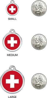 Show full view: Red Dingo Swiss Flag Stainless Steel Personalized Dog & Cat ID Tag, Small slide 7 of 7