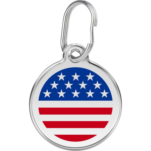 Red Dingo USA Flag Stainless Steel Personalized Dog & Cat ID Tag