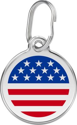 Show full view: Red Dingo USA Flag Stainless Steel Personalized Dog & Cat ID Tag, Medium slide 1 of 7