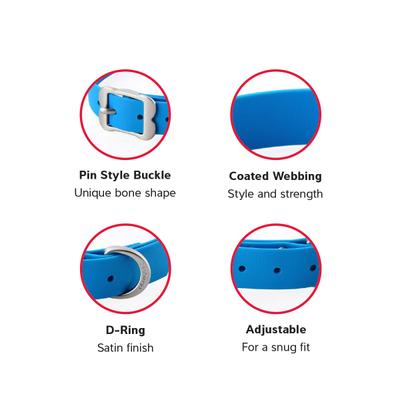 Show full view: Red Dingo Vivid PVC Dog Collar, Blue, Medium: 13 to 16.5-in neck, 4/5-in wide slide 4 of 10