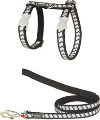 Red Dingo Ziggy Nylon Reflective Cat Harness & Leash, 10.6 to 18.9-in chest, Black