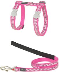 Red Dingo Ziggy Nylon Reflective Cat Harness & Leash, 10.6 to 18.9-in chest, Hot Pink