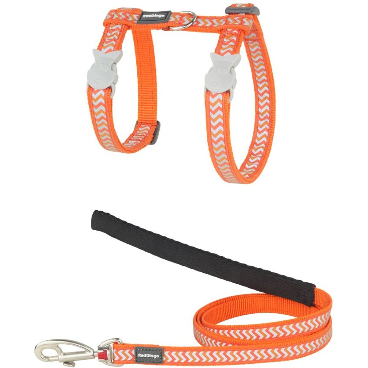 Red Dingo Ziggy Nylon Reflective Cat Harness & Leash, 10.6 to 18.9-in chest, Orange