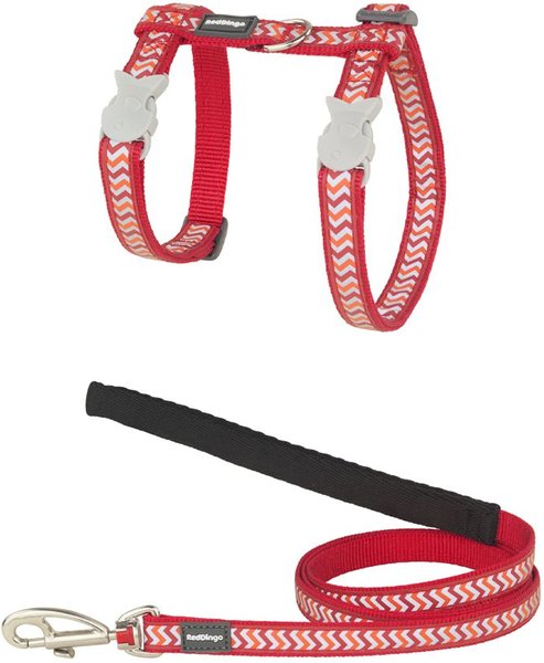 Show full view: Red Dingo Ziggy Nylon Reflective Cat Harness & Leash, 10.6 to 18.9-in chest, Red slide 1 of 4