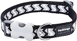 Red Dingo Ziggy Nylon Reflective Dog Collar, Zig Zag Black, X-Small: 7.9 to 12.6-in neck, 1/2-in wide