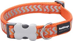 Red Dingo Ziggy Nylon Reflective Dog Collar, Zig Zag Orange, Large: 16.5 to 25-in neck, 1-in wide