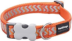 Red Dingo Ziggy Nylon Reflective Dog Collar, Zig Zag Orange, X-Small: 7.9 to 12.6-in neck, 1/2-in wide