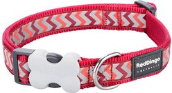 Red Dingo Ziggy Nylon Reflective Dog Collar, Zig Zag Red, Medium: 12.5 to 18.5-in neck, 4/5-in wide
