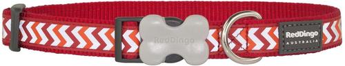 Show full view: Red Dingo Ziggy Nylon Reflective Dog Collar, Zig Zag Red, Medium: 12.5 to 18.5-in neck, 4/5-in wide slide 3 of 10