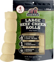 Redbarn All-Natural Beef Cheek Roll Dog Chews, Large, 4 count