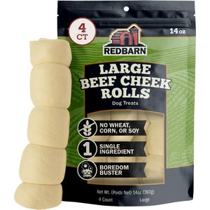 Redbarn All-Natural Beef Cheek Roll Dog Chews, Large, 4 count