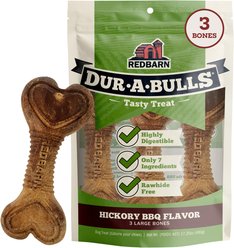 Redbarn Dur-A-Bulls Bones Hickory Flavor Dog Chew Treats, Large, 3 count