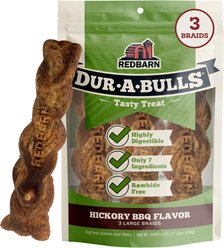 Redbarn Dur-A-Bulls Braids Hickory Flavor Dog Chew Treats, Large, 3 count