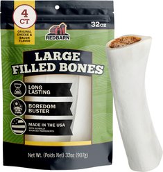 Redbarn Filled Cheese & Bacon Flavor Stuffed Femur Dog Bones, Large, 4 count