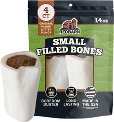 Redbarn Filled Peanut Butter Flavor Stuffed Femur Dog Bones, Small, 4 count