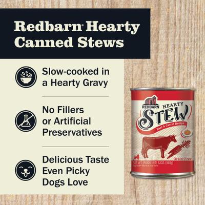 Show full view: Redbarn Grain-Free Beef & Vegetable Stew Wet Dog Food, 12-oz can, case of 12 slide 3 of 11