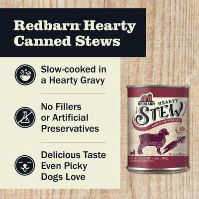 Show full view: Redbarn Grain-Free Lamb & Vegetable Stew Wet Dog Food, 12-oz can, case of 12 slide 3 of 11
