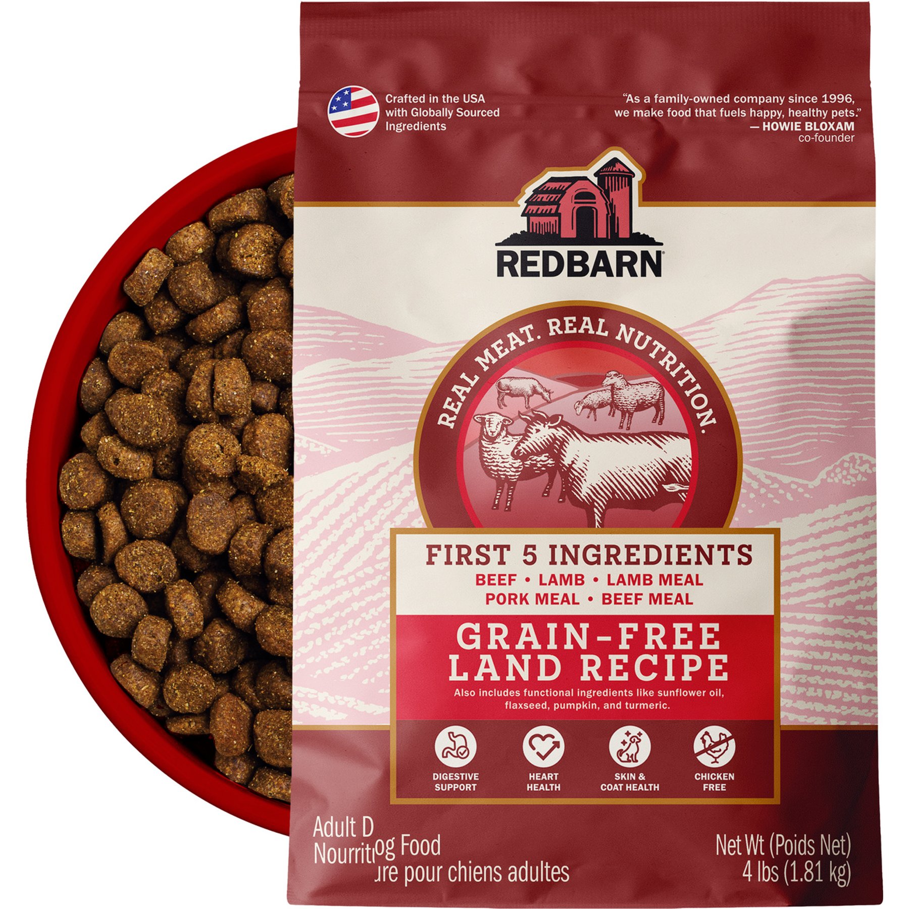Redbarn Grain-Free Land Recipe Dry Dog Food, 4-lb bag