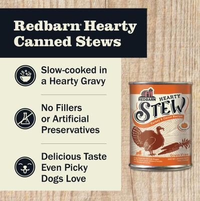 Show full view: Redbarn Grain-Free Turkey & Carrot Stew Wet Dog Food, 12-oz can, case of 12 slide 3 of 11