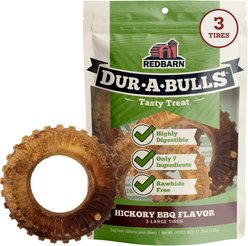 Redbarn Natural Dur-A-Bulls Hickory Flavor Tire Dog Chew Treats, 3 count