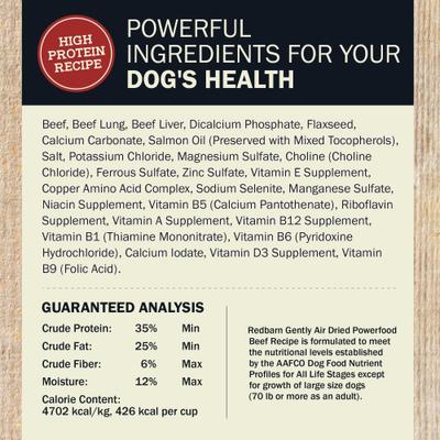 Show full view: Redbarn Powerfood Beef High Protein Grain-Free Gently Air Dried Dog Food, 80-oz bag slide 6 of 12
