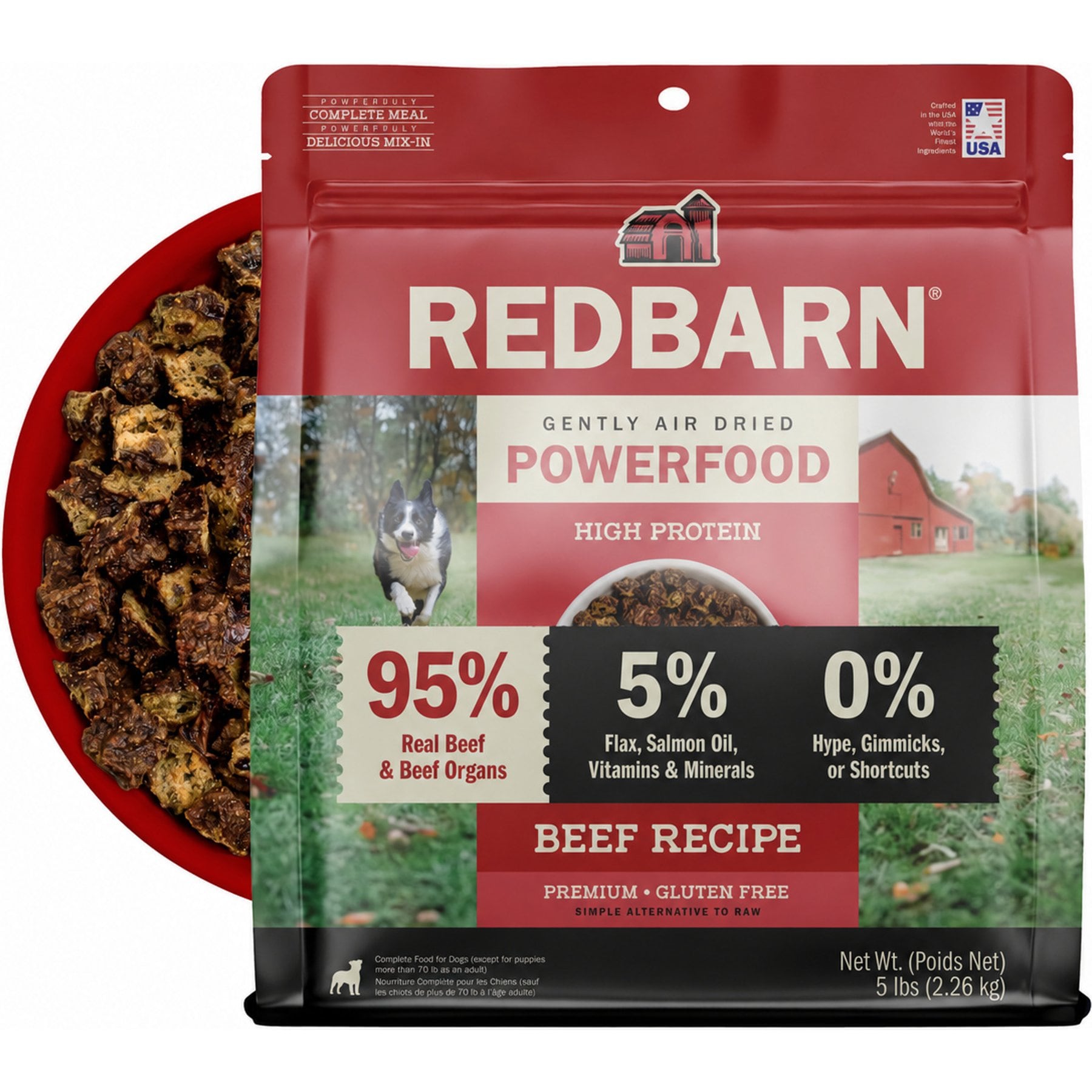 Redbarn Powerfood Beef High Protein Grain-Free Gently Air Dried Dog Food, 80-oz bag