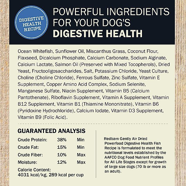 Show full view: Redbarn Powerfood Digestive Health Fish Gently Air Dried Dog Food, 32-oz bag slide 7 of 12