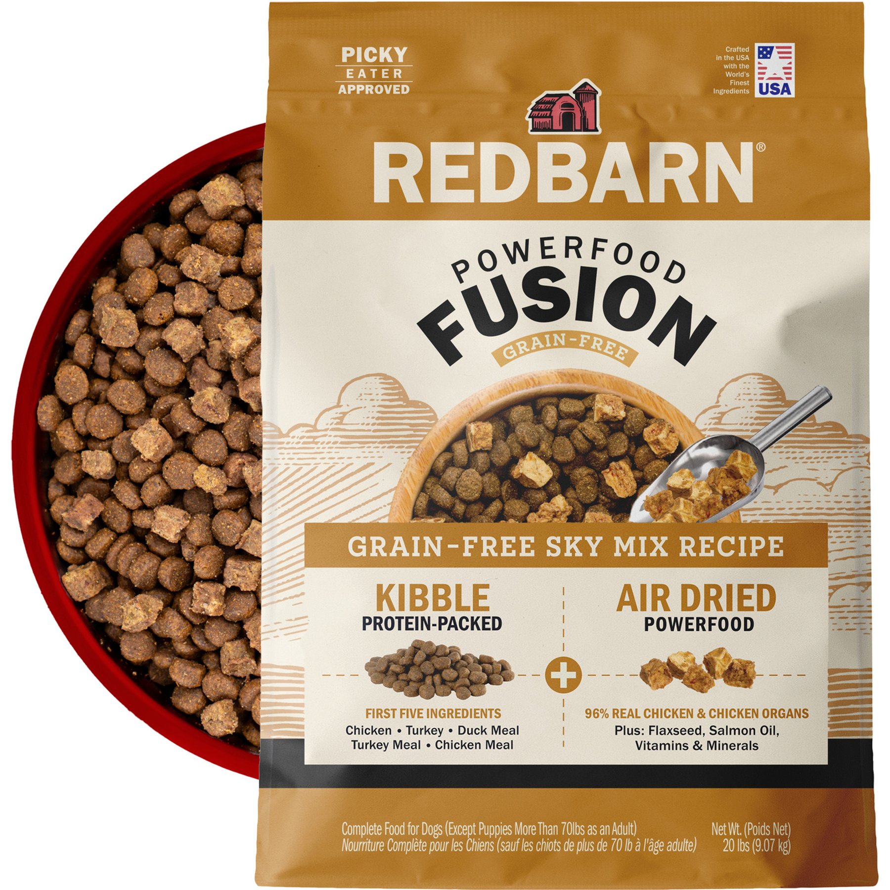 Redbarn Powerfood Fusion Air Dried Grain-Free Sky Chicken & Turkey Recipe Kibble Blend Dry Dog Food, 20-lb bag