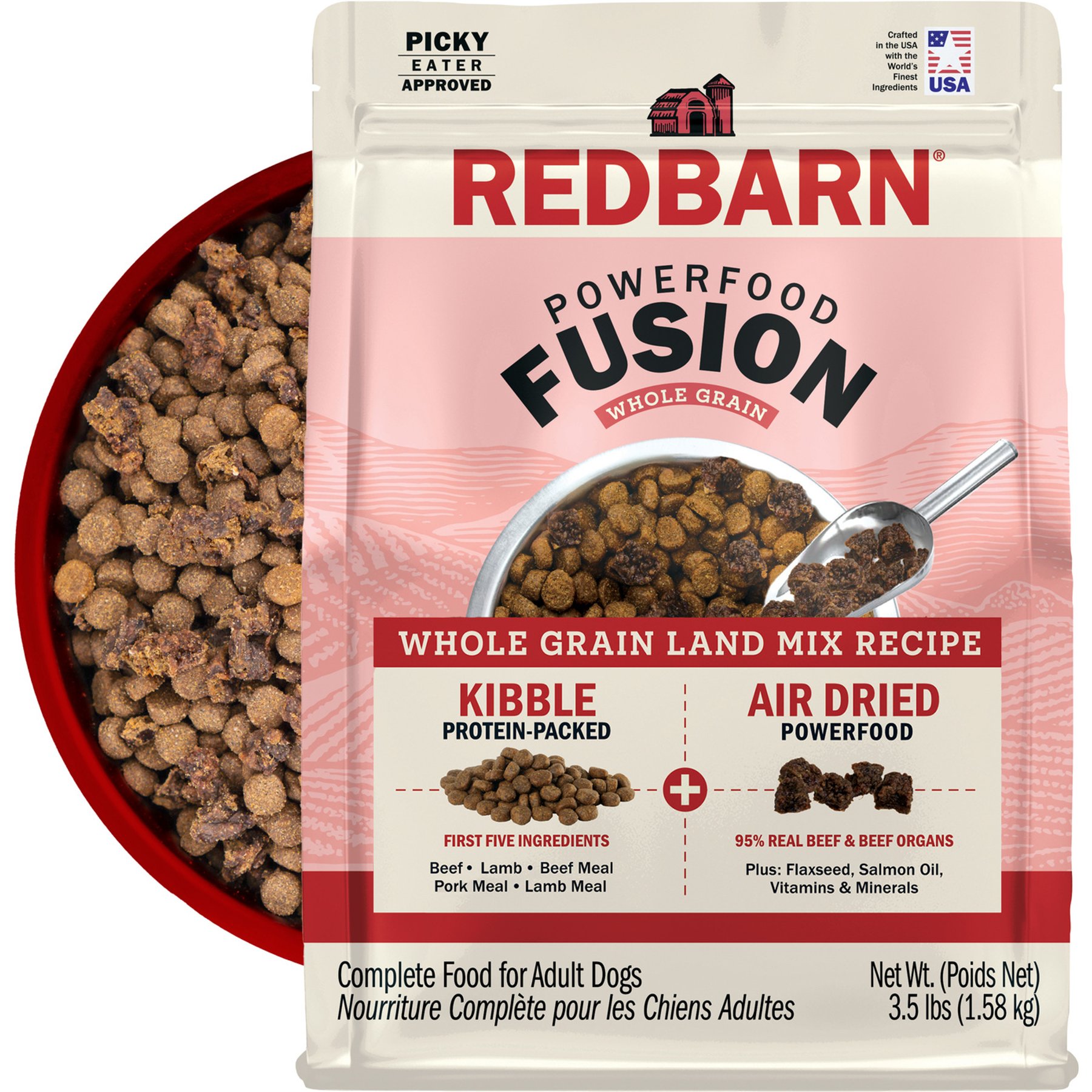 Redbarn Powerfood Fusion Air Dried Whole Grain Land Beef & Lamb Recipe Kibble Blend Dry Dog Food, 3.5-lb bag